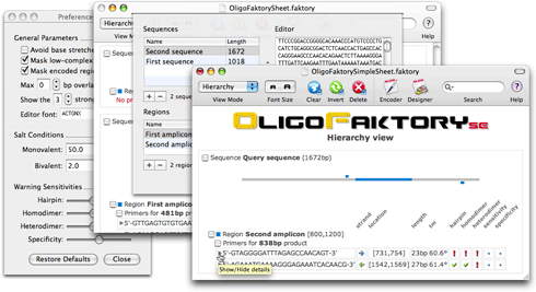 Screenshot of OligoFaktory Standalone Edition