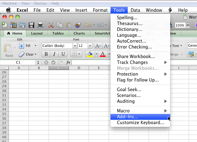 where is the tools menu in excel 2016